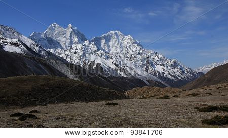 Snow Capped Mountains Kangtega And Thamserku