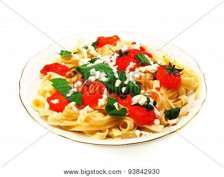 Pasta Collection - Fettucini With Tomatoes, Basil And Mozarella