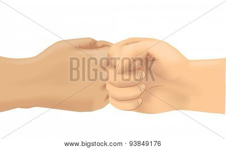Cropped Illustration of Two Persons Doing a Fist Bump - EPS10