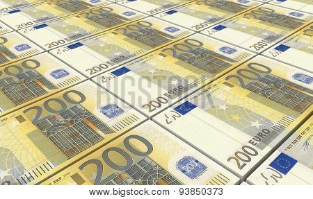 European currency bills stacks background.