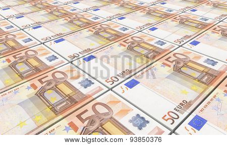 European currency bills stacks background.