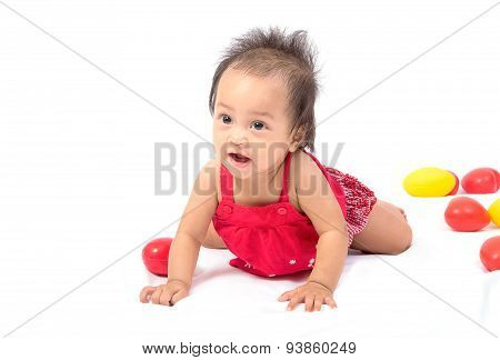 Baby Crawling On The Floor,isolate