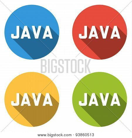 Collection Of 4 Isolated Flat Buttons For Java (computer Programming Language)