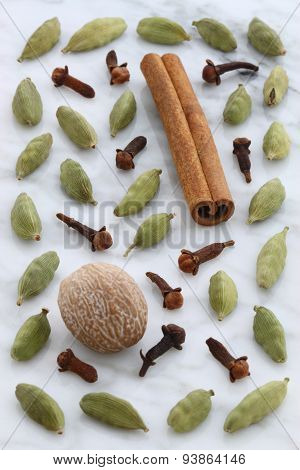 Fancy Spices On Carrara Marble