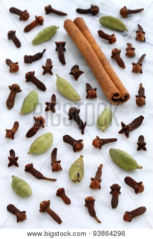 Fancy Spices On Carrara Marble