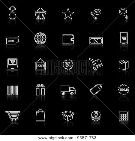 E-commerce Line Icons With Reflect On Black