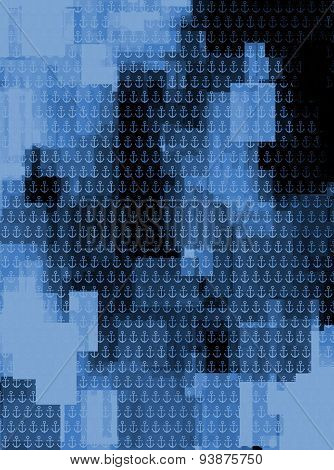 Geometrical Background With Anchor Decor In Blue And Black