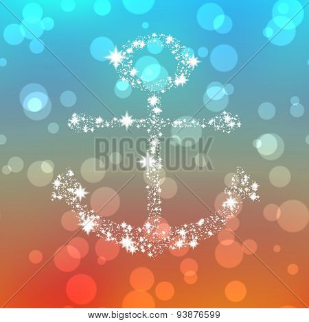 Starry Anchor Ornament On Colored Background