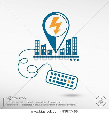Lightning Icon And Keyboard