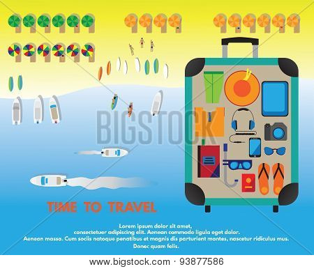 Time To Travel. Banner. Top View.
