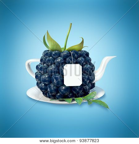 Blueberries tea cup