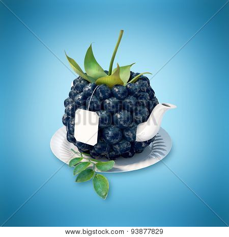 Blueberries tea cup