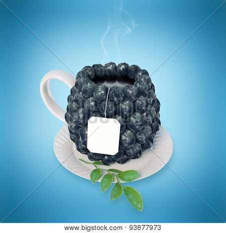 Blueberries tea cup