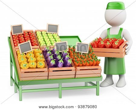 3D White People. Greengrocer