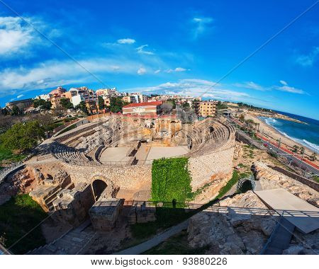 Tarragona, Spain With Sea And Old Roman Theater