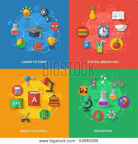 Back To School Concept With Flat Icons.