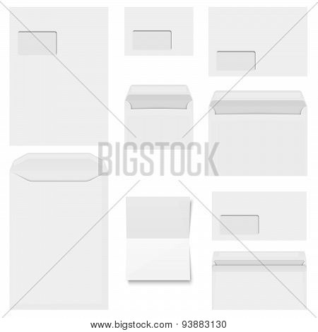 Collection Of White Envelopes With Copy Paper