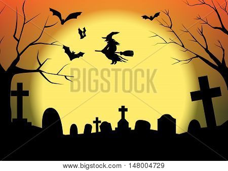 halloween silhouette black shadow graveyard halloween night