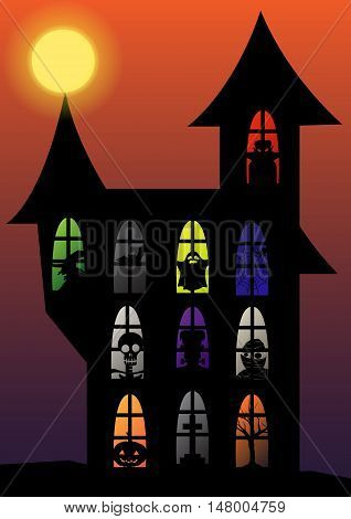 halloween night silhouette black shadow evil set