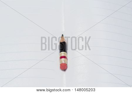 Black Pencil With Pink Eraser On A Paper