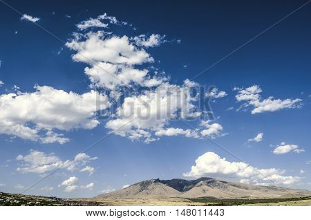 Mount Ara ler and mountain village on autumn sunny  day