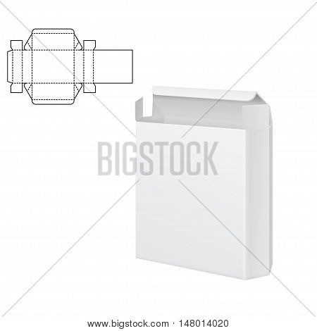 Vector Illustration of Diecut Craft Box for Design, Website, Background, Banner. Retail Folding package Template. Fold pack with dieline for your brand on it