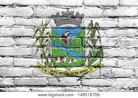 Flag Of Santo Antonio Do Rio Abaixo, Brazil, Painted On Brick Wall