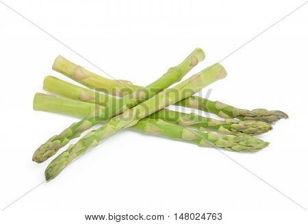 Ripe green asparagus isolated on the white background