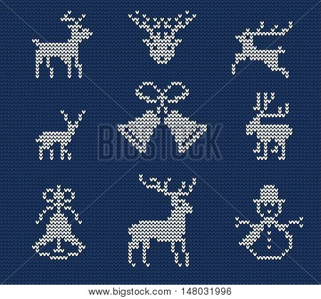 Vector Illustration of Ugly sweater Pattern for Design, Website, background, Banner. Merry christmas Knitted Retro cloth with Deer Element Template