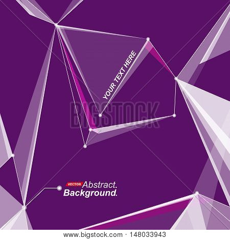 Abstract composition. Minimalistic fashion backdrop design. Purple space star figure icon. Triangle font texture. Modern ad banner. Angle, dot connection fiber. Linking line ornament. Stock vector