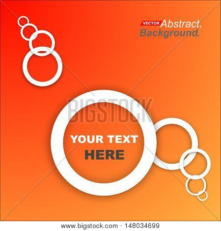 Abstract composition. Minimalistic fashion backdrop design. White circle form icon. Orange font texture. Modern ad banner. Round rings text frame fiber. Chain parts banner ornament. Stock vector