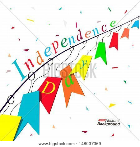 Abstract composition. Minimalistic fashion backdrop design. Funny holiday flags icon. Patch pennants font texture. Modern ad banner. Pennon construction fiber. Anniversary text frame. Stock vector
