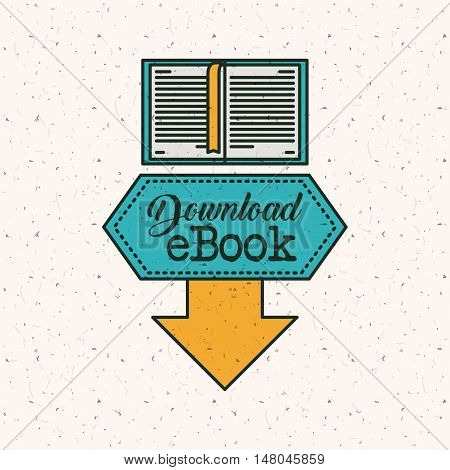 Ebook download icon. Education elearning and technology theme. Colorful design. Vector illustration