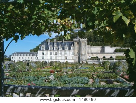 Villandry Francouzská zahrada a jeho hrad, Loire země, Francie