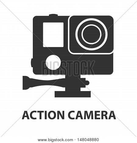 Action camera logo. Camera for active sports. Ultra HD. 4K