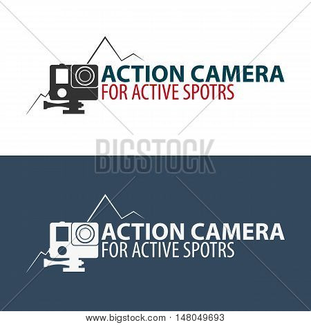 Action camera logo. Camera for active sports. Ultra HD. 4K