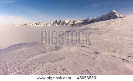 Beautiful winter mountain landscape. The Tatra Mountains. Poland