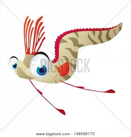 vector funny image of cute bright color underwater sealife animal. Oarfish