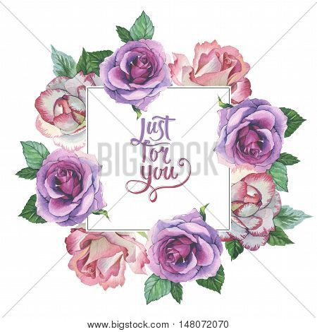 Wildflower rose flower frame in a watercolor style isolated. Full name of the plant: rose, platyrhodon, rosa. Aquarelle flower could be used for background, texture, pattern, frame or border.