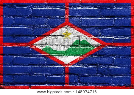 Flag Of Sint Eustatius, Netherlands, Painted On Brick Wall