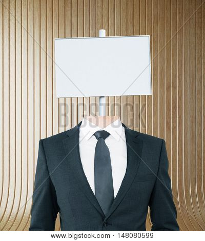 White Signboard Headed Businessman