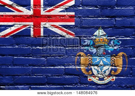 Flag Of Tristan Da Cunha (part Of Saint Helena, Ascension And Tristan Da Cunha), Painted On Brick Wa