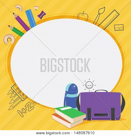 vector school kids frame designschool bagsPlace for text