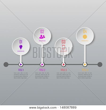 Four steps infographics. Infographic timeline template can be used for chart, diagram, web design, workflow layout