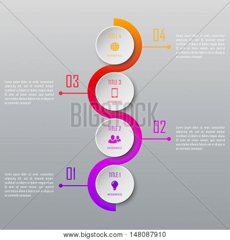 Four steps infographics. Infographic timeline template can be used for chart, diagram, web design, workflow layout