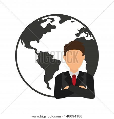 world planet with businesman vector illustration design