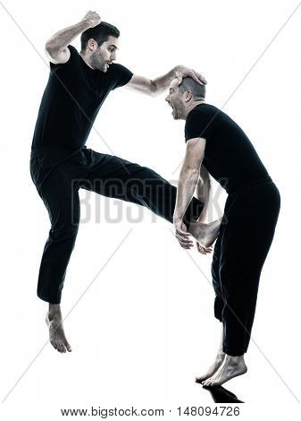 men krav maga fighters fighting isolated