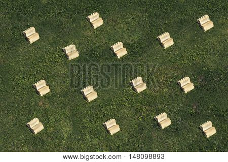A lot of books on the grass