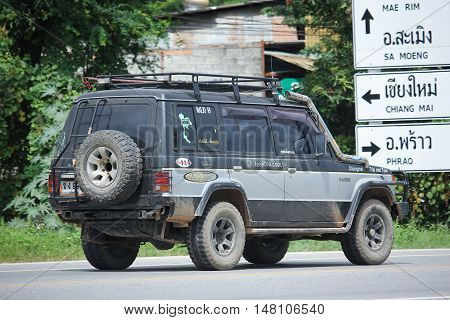CHIANGMAI THAILAND -AUGUST 18 2016: Old Mitsubishi Pajero Suv Car. On road no.1001 8 km from Chiangmai city.