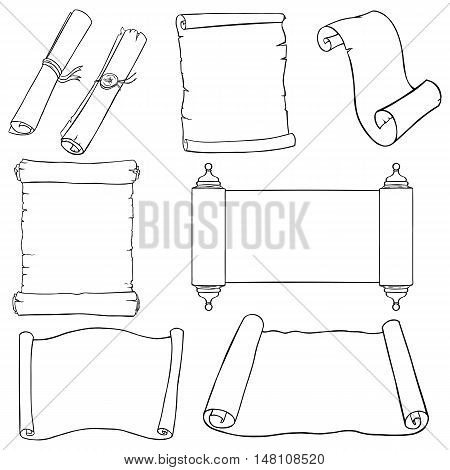 Vectror Set Of  Line Art Scrolls